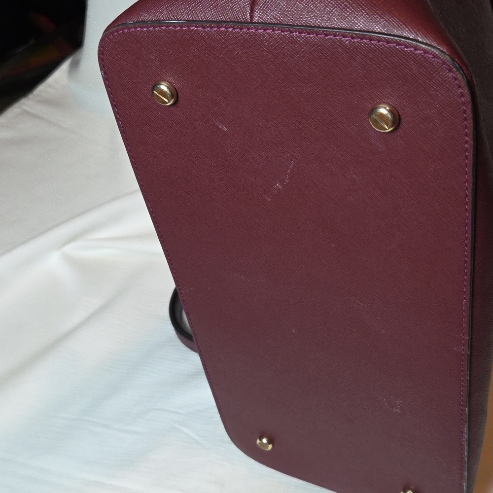 HENRI BENDEL RSG Plum Satchel with Gold Accents - Picture 7 of 8